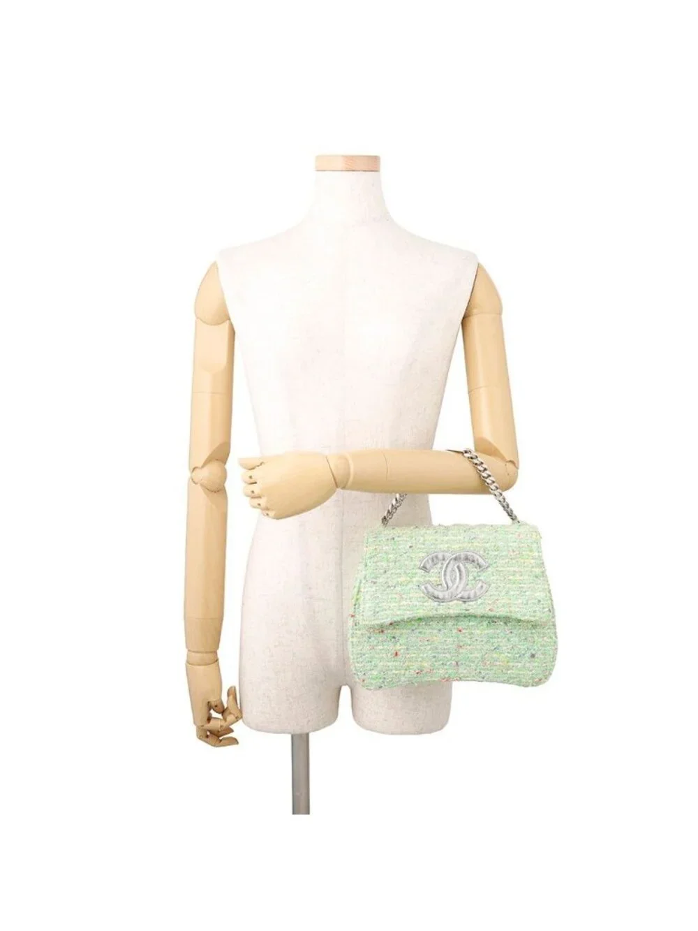 Chanel Handbag CC Logo Jumbo CC Tweed Chain Handle